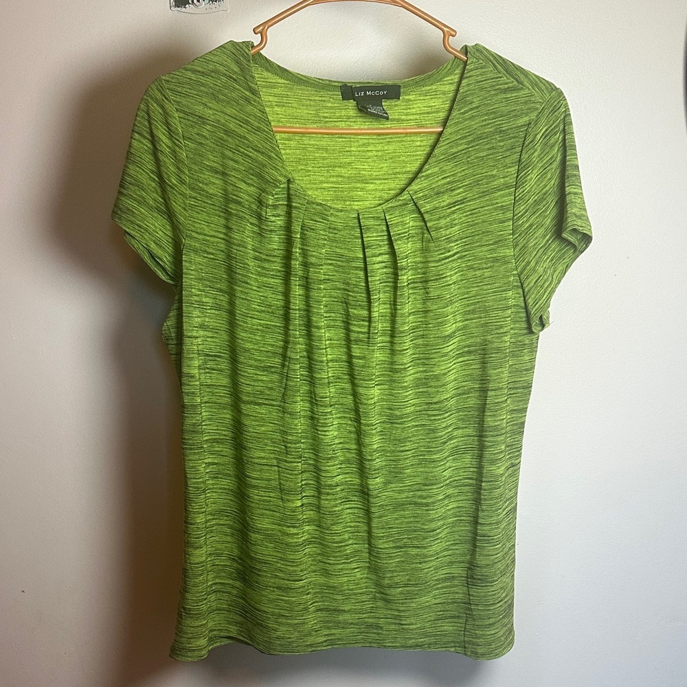 Liz McCoy Lime Green Pleated Blouse